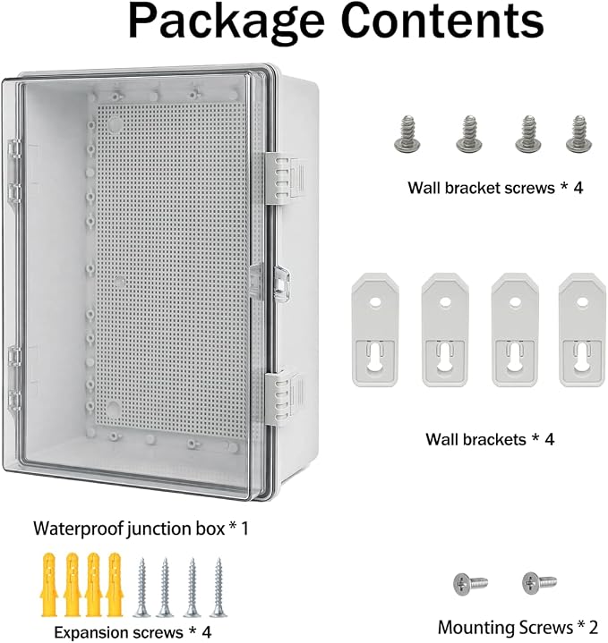 Junction Box, Hinged Grey Clear Cover IP67 Waterproof ABS Project Box - Image 4