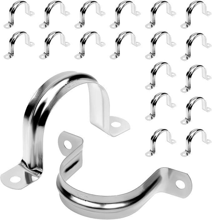 20Pcs 2 Inch Stainless Steel Conduit Clamps, 2 Hole Strap U Bracket Rigid Pipe by JDHGSHL