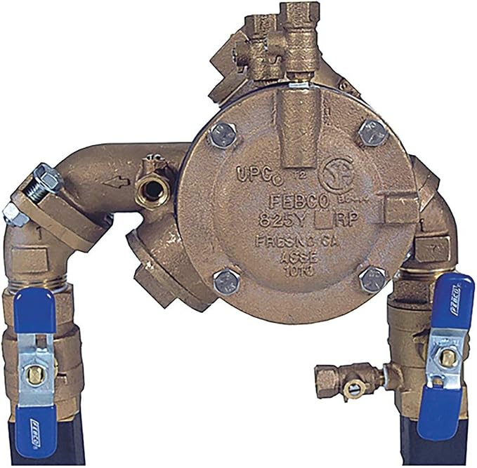 Febco 825YA Bronze RPZ Backflow Preventer 1", Flanged Angle Union by Febco