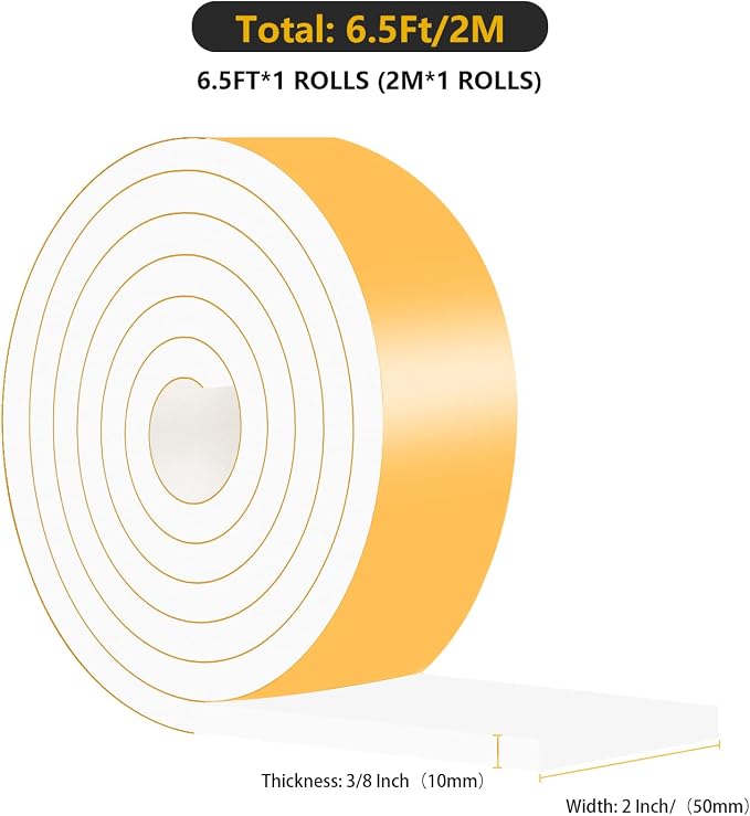 Door Weather Stripping, for Door and Window, 2 in x 3/8 in x 6.5Ft | Air - Image 2