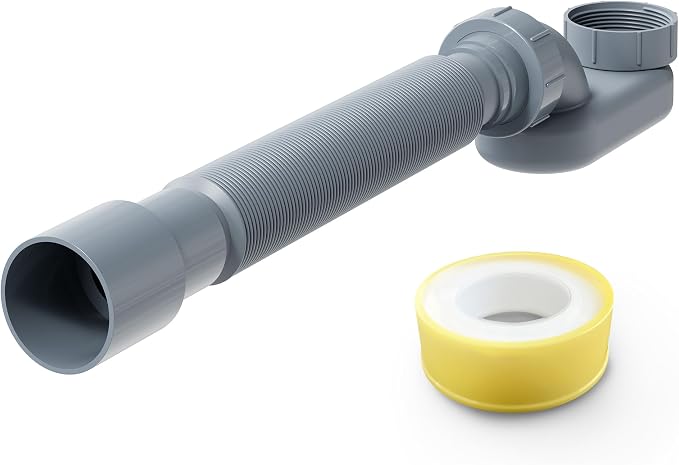 Flexible Freestanding Tub Drain Kit, Low Profile Flat P Trap by Unknown