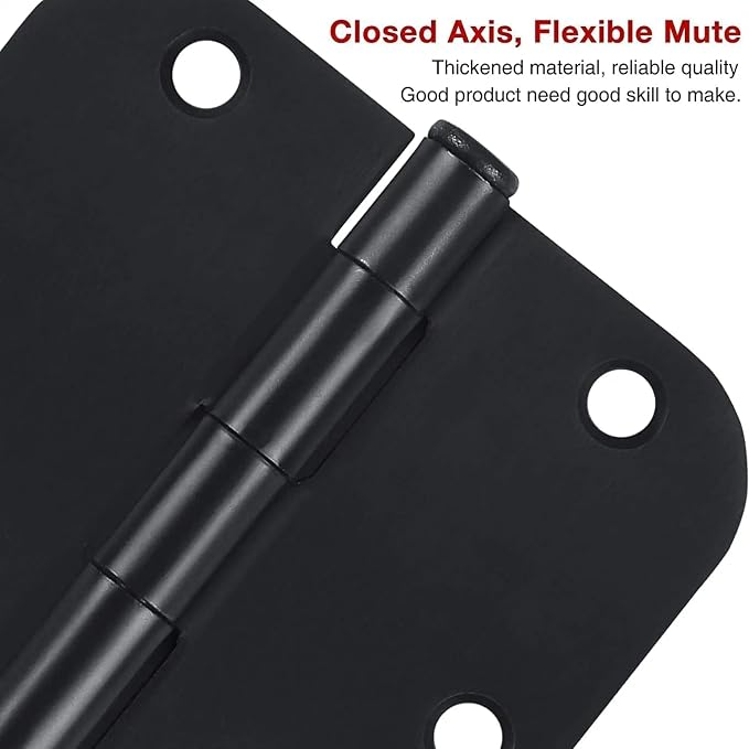 3 Pack Rounded Matte Black Door Hinges 3.5 Inch - Image 4