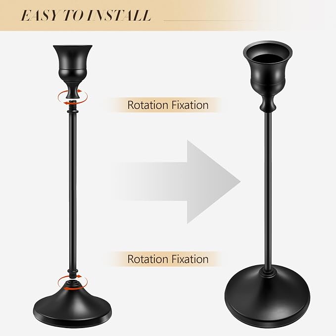 Candlestick Holders 6 PCS Metal Taper Candle Holders, KSWING Black Candle Stick - Image 7