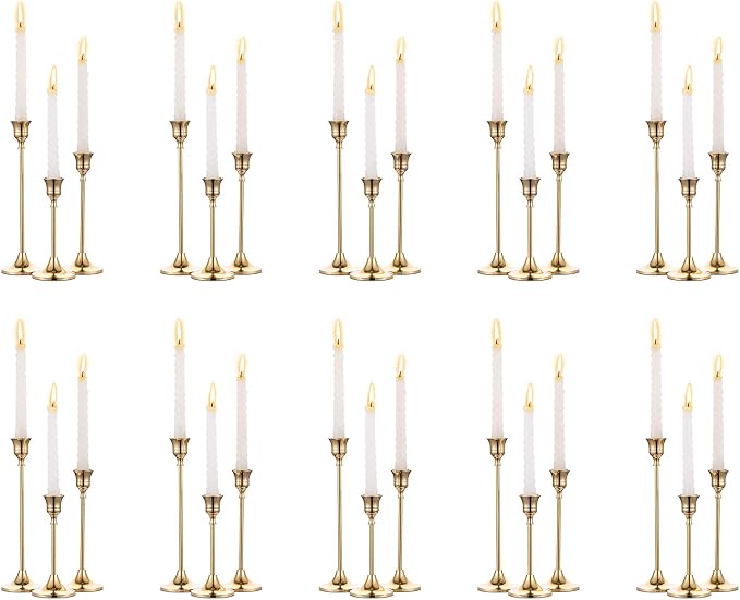 NUPTIO Gold Candlestick Holders Bulk: Solid Aluminum - Image 9