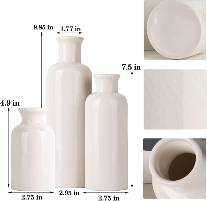 White Ceramic Vase Set - Image 2