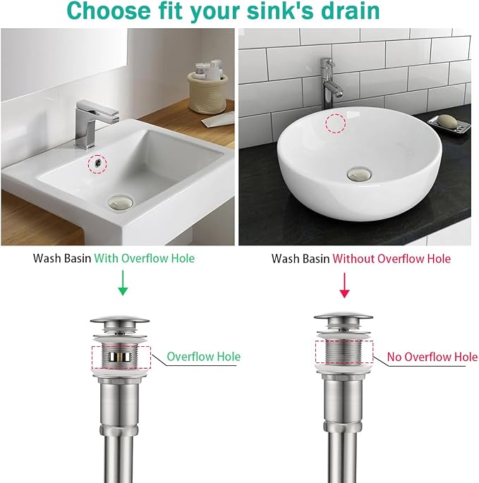 Brass P Trap with Pop Up Drain Stopper With Overflow, U-Shape 1 1/4 Slip Joint - Image 5