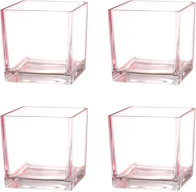 Square Glass Vases Set of 4, Small Vase by MARTAGE