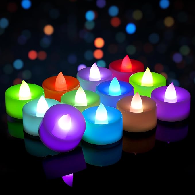 Homemory 24-Pack 7-Color Changing Flameless Tea Light Candles, 200+ Hours | LED by Homemory