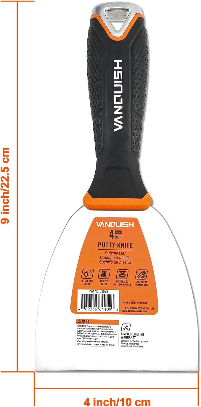 VANQUISH Stainless Steel Putty Knife, 4 Inch Paint Scraper - Image 2