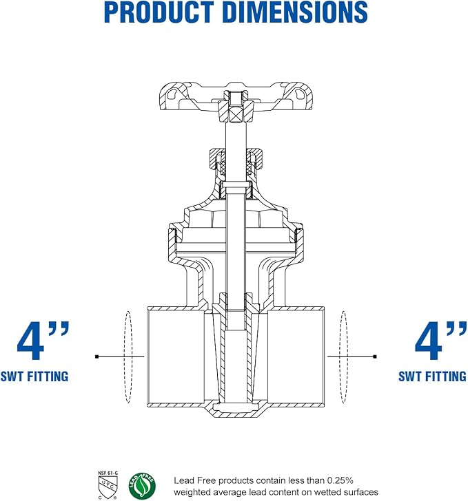Midline Valve 427D226-5 Gate Valve, Lead Free, 4 in. Sweat Connection, Cast - Image 3