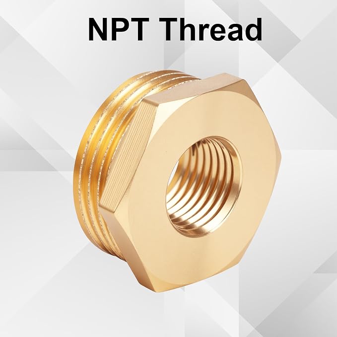 2pcs Brass Reducer Hex Bushing, 3/4" NPT Male to 1/4" NPT Female Adapter | - Image 4