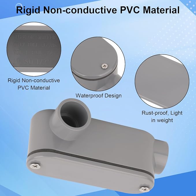 4Pack 1/2 Inch Rigid PVC Conduit Body Type LL 0.50IN PVC Conduit Bodies LL Type - Image 4
