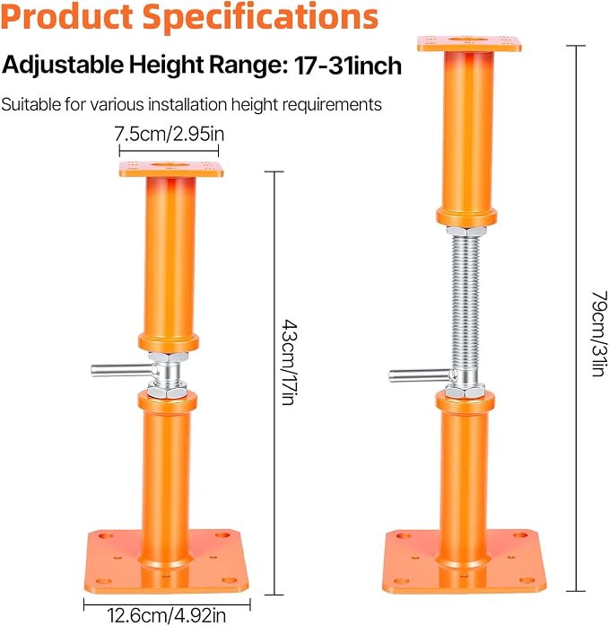 4PCS House Jacks for Leveling Crawlspace 17''-31''Adjustable Floor Support | - Image 2