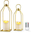 Homemory Modern Farmhouse Gold Metal Lanterns 2PCS by Homemory