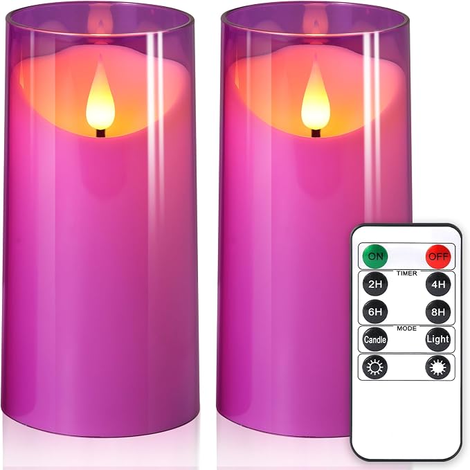 NURADA 3"x6"Flickering Flameless Candles: 3D Wick Unbreakable Acrylic Battery by NURADA
