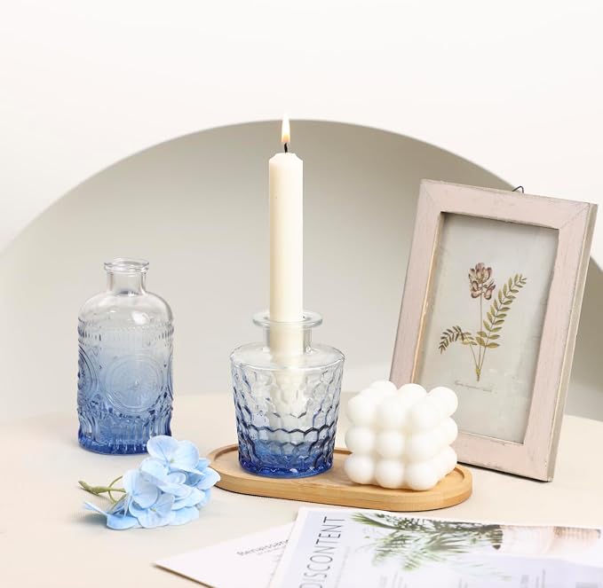 5pcs Blue Glass Bud Vase Set, Small Flower Vases - Image 5