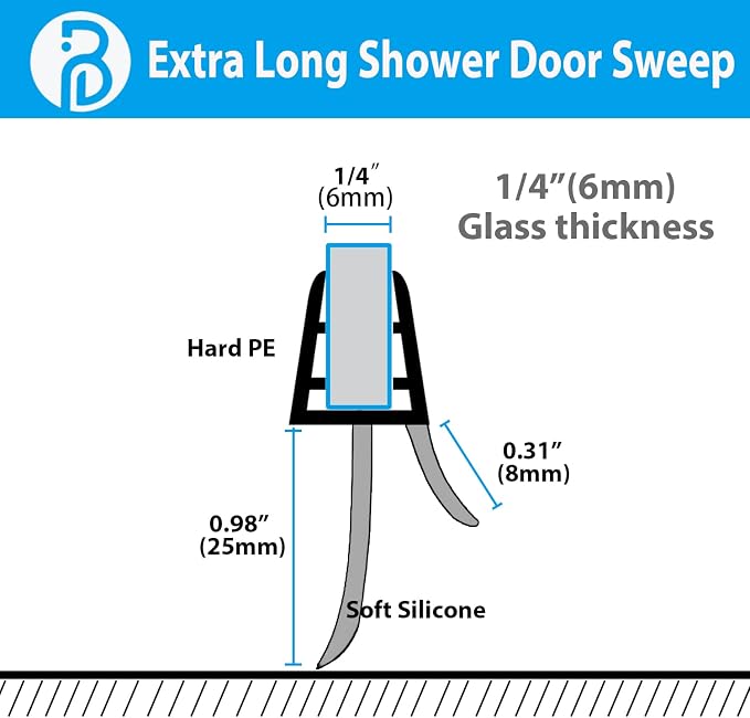 2-Pack Butecare Frameless Shower Door Bottom Seal - Image 3
