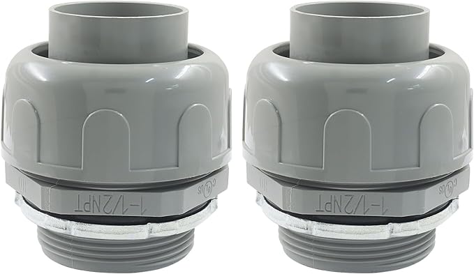 2Pcs 1-1/2 Inch NPT Liquid Tight Connector | Nonmetallic Straight, Electrical - Image 2