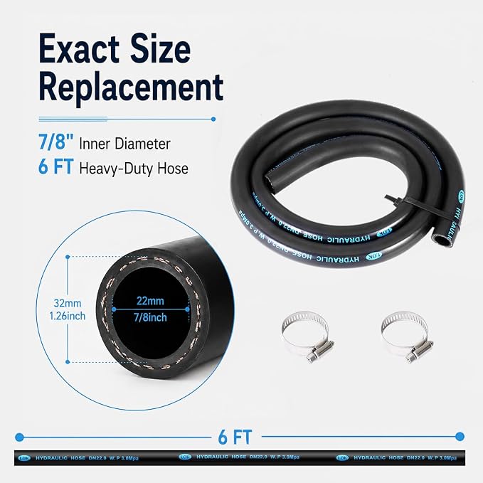 Dishwasher Discharge Hose, 6 FT Rubber Hose - Image 2