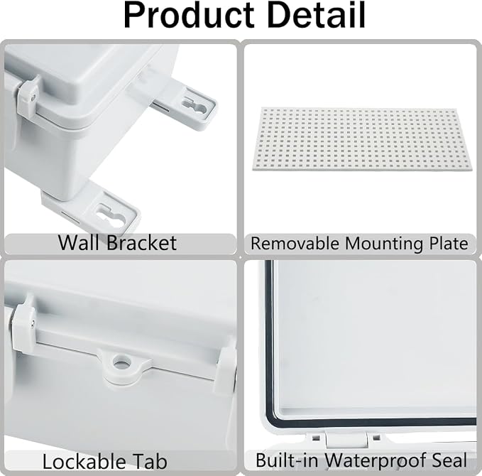 Junction Box, Hinged Grey Cover IP67 Waterproof ABS Project Box - Image 4