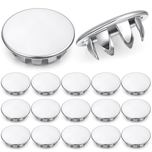 Hicarer 15 Pack Fit 5/8" Hole Metal Hole Plugs, Nickel-Plated Steel Snap-in by Hicarer