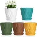Meowell 4 inch Small Plastic Nursery Pots, Seedling Pots, 5 Set Water Ripples by Meowell