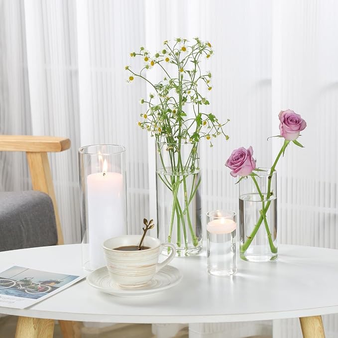 UDU Set of 16 Cylinder Glass Vases and 24 Pcs Floating Candles - Image 7