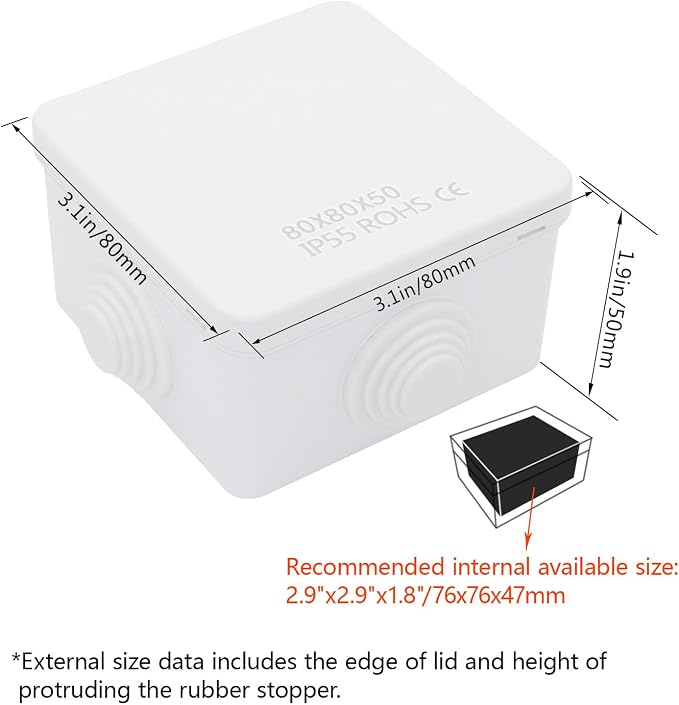 Junction Box, ABS Plastic IP55 Water Resistant and Dustproof, Universal - Image 2