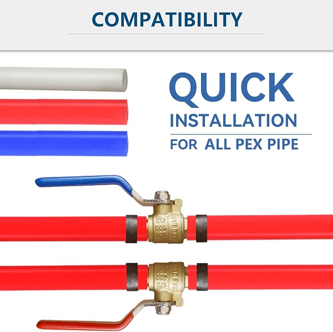 2-Pack GUOFIS 1/2-Inch PEX Crimp Full Port Ball Valve | 1/4 Turn Hot and Cold - Image 4