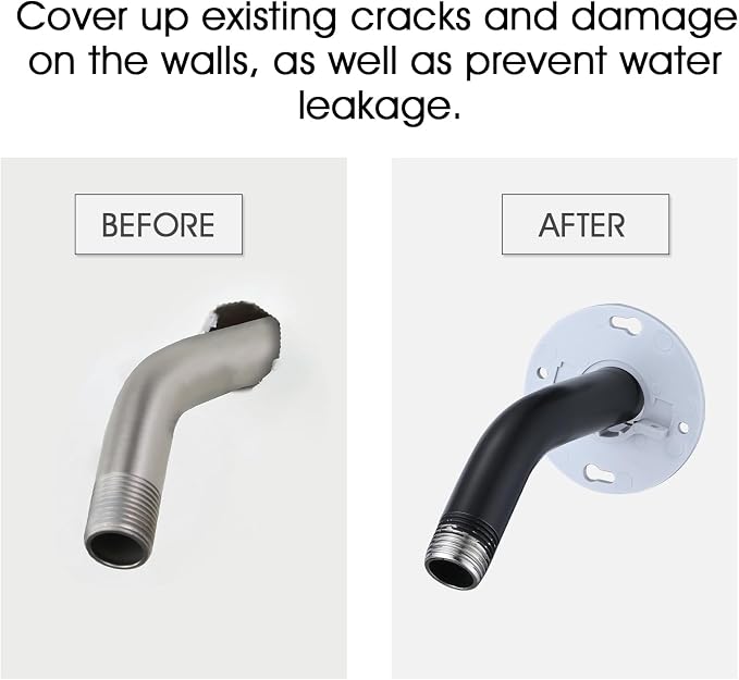 Matte Black Shower Arm Flange, Metal Shower Arm Stabilizer Bracket and Flange - Image 3
