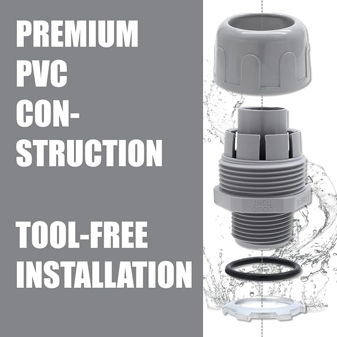4-Pack 1 Inch NPT Liquid Tight PVC Conduit Connector Fittings | straight 180 - Image 2