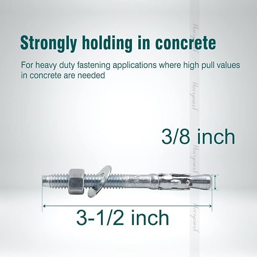 3/8 Concrete Anchors, 3/8 Wedge Anchors Bolts, 3-1/2" L, equipment bases - Image 2