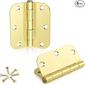 KNOBWELL 3.5 Inch Brass Door Hinges, 6 Pack | 3.5" x 3.5" Size, 5/8" Radius by KNOBWELL