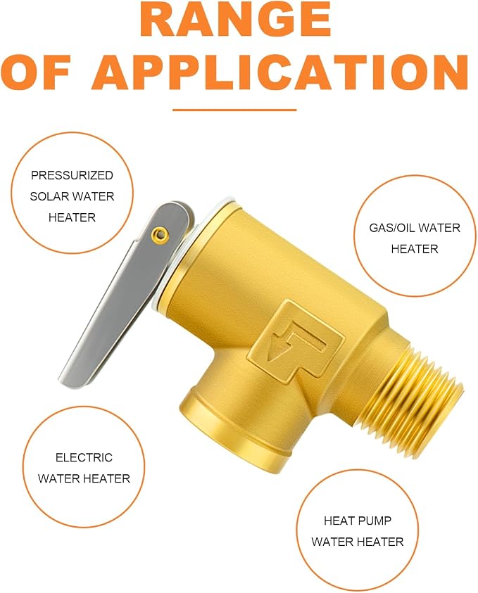 GASHER 1PCS Brass Temperature Pressure Relief Valve - Image 5
