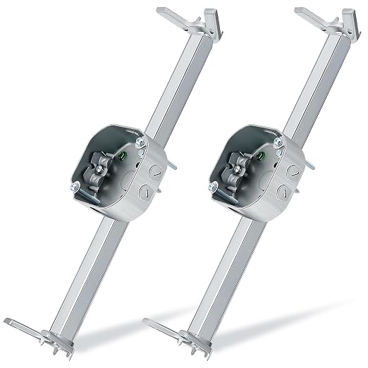 Therwen 2 Pcs Adjustable Fan Electrical Box Brace 14.2 Inches Long Silver by Therwen