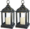 2-Pack 9.5" Distressed Bronzes Indoor Candle Lantern by BrightZeal