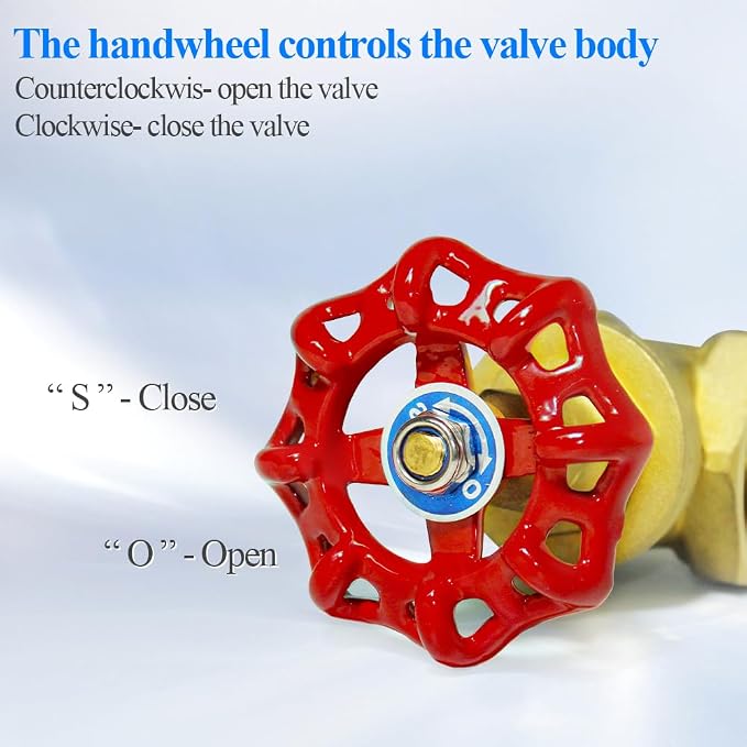 WiseWater Brass Gate Valve, 1 1/4" BSPP Rotating Sluice Valve Two-way Flow - Image 4