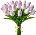 Mandy's 20pcs Artificial Light Purple Tulips | 13.5 Inch Lifelike PU Tulips by Mandys