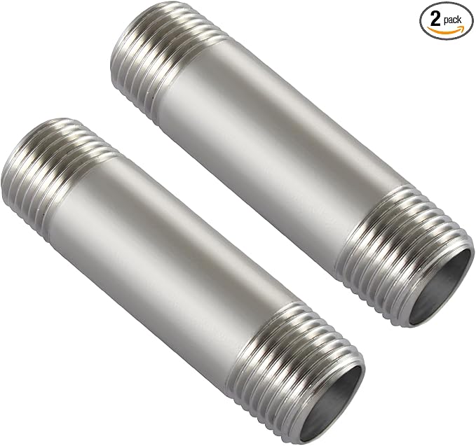Beduan Stainless 1/2 NPT Male Threaded 4" Length Nipple Pipe Fitting 2 PCS | by Beduan