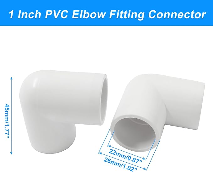 Piutouyar 4 Pcs 1/2" 90 Degree Right Angle Elbow PVC Pipe Fitting, 2 Way | - Image 2