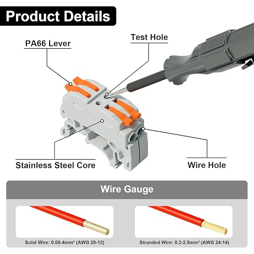 5Pcs DIN Terminal Blocks, 2 Conductor Splicing Connectors | 2 Conductor Compact - Image 5
