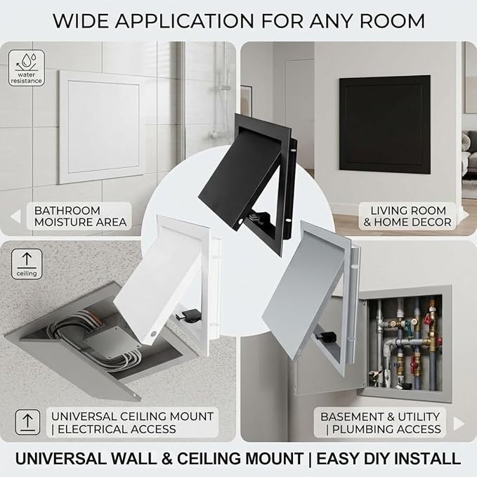 Magnetic Plumbing Access Panel for Drywall, Easy Install Wall Cover Plate for - Image 8