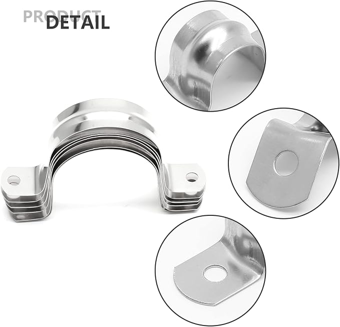10Pcs 1-3/4 Inch Stainless Steel Conduit Clamps | Two Hole Strap, U Bracket - Image 3