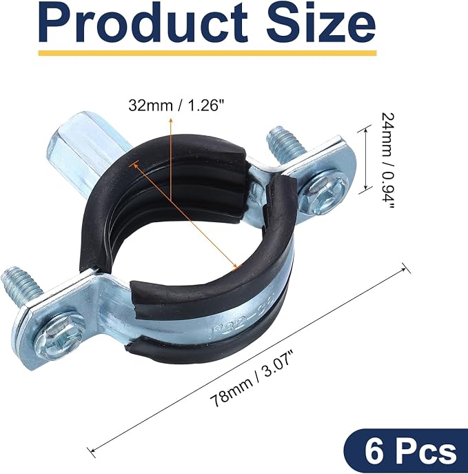 uxcell 6 Pcs Split Ring Pipe Hanger, 32mm/1.3inch Adjustable Pipe Bracket Clamp - Image 2