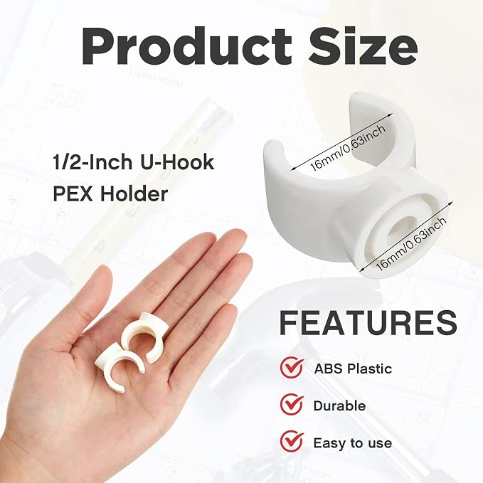 20 Packs 1/2 Inch PEX Clips Pipe Hangers Clamps Holder Pipe Support Plastic 16 - Image 2