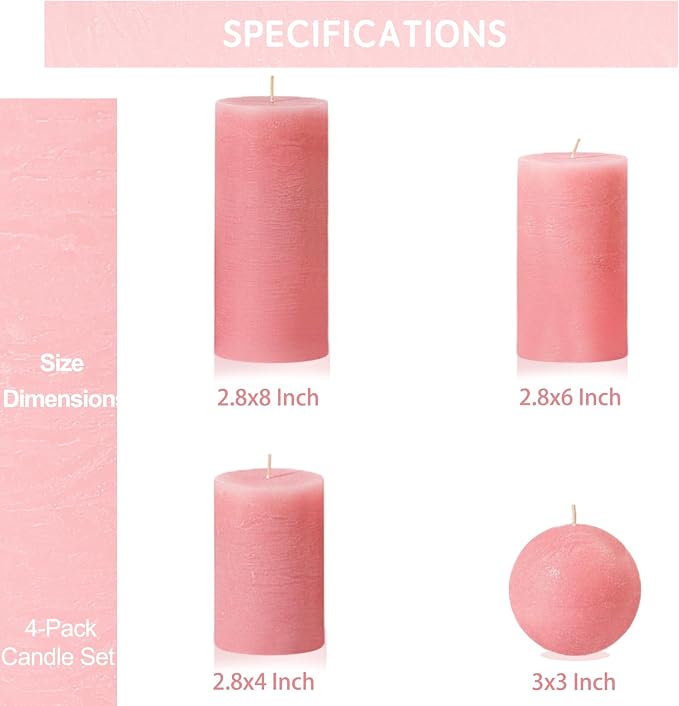 Pink Textured Pillar Candles Set - Image 2