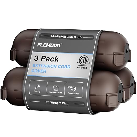 3 Pack Outdoor Extension Cord Waterproof Cover, by FLEMOON