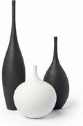 Relexome Black and White Ceramic Vase Modern Wabi-Sabi Flower Vase Set of 3 by Relexome