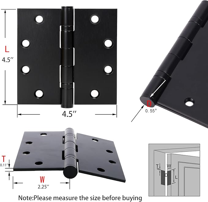 Black Heavy Duty Commercial Door Hinge - Image 2