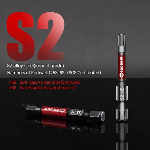 Facoow 21PCS Impact Hex Bit Set, CNC Machined 1/4 Hex-Shank Allen Key Bits - Image 5